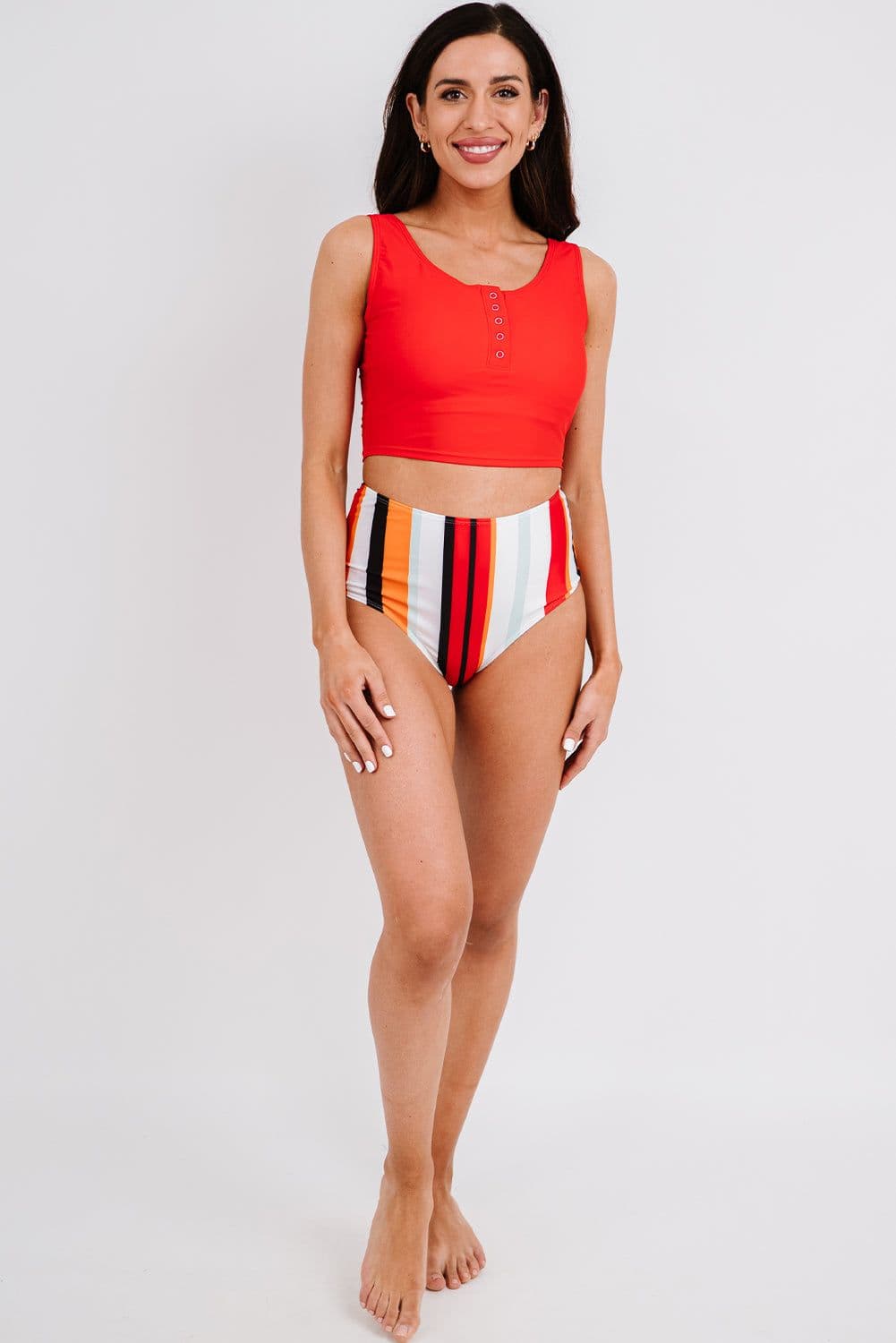 image-Leopard Square Neck Sleeveless Fashion Print Tankini Set