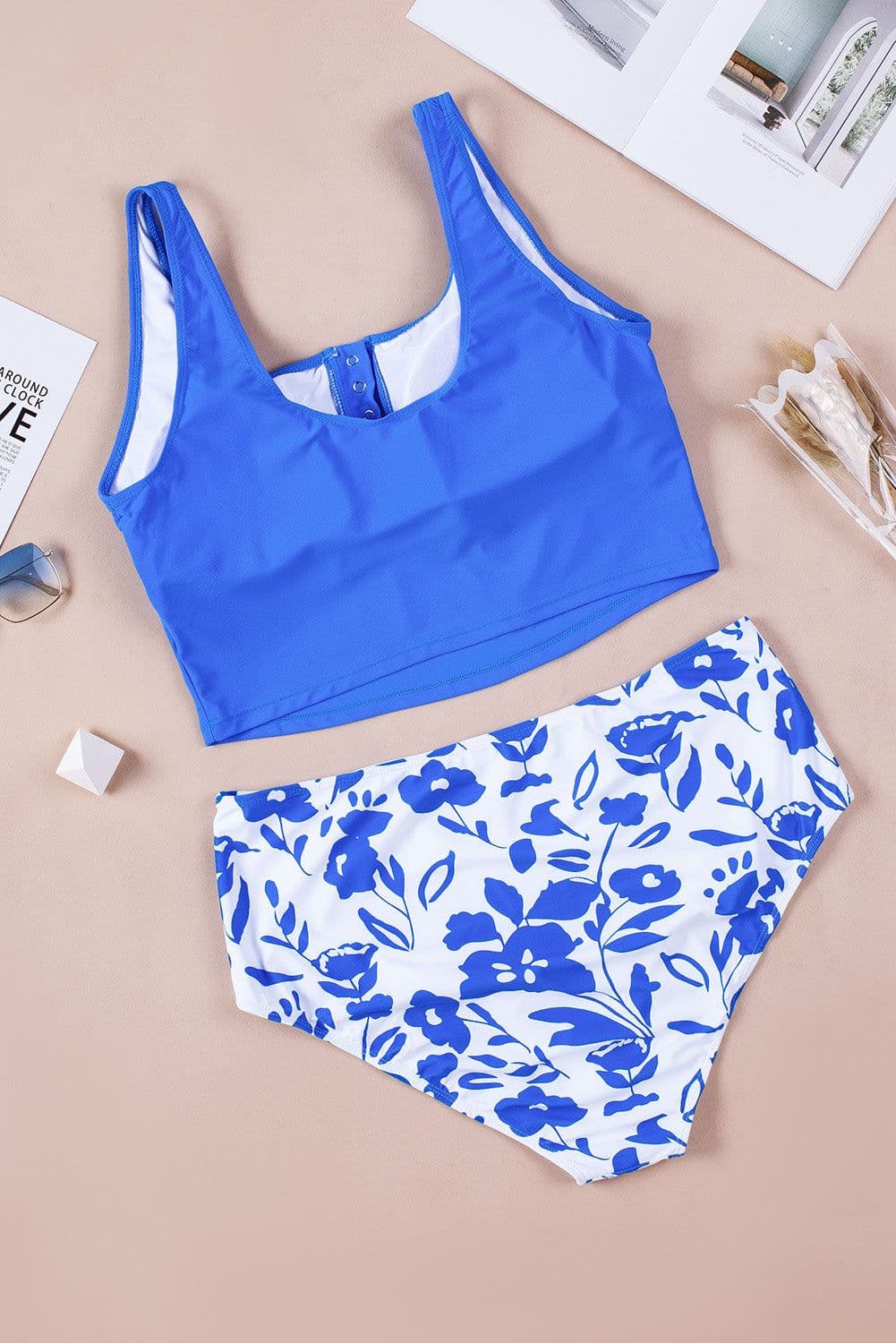 image-Leopard Square Neck Sleeveless Fashion Print Tankini Set