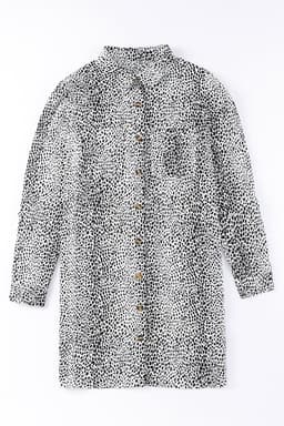 image-Long Sleeve Leopard Animal Print Shirt Dress