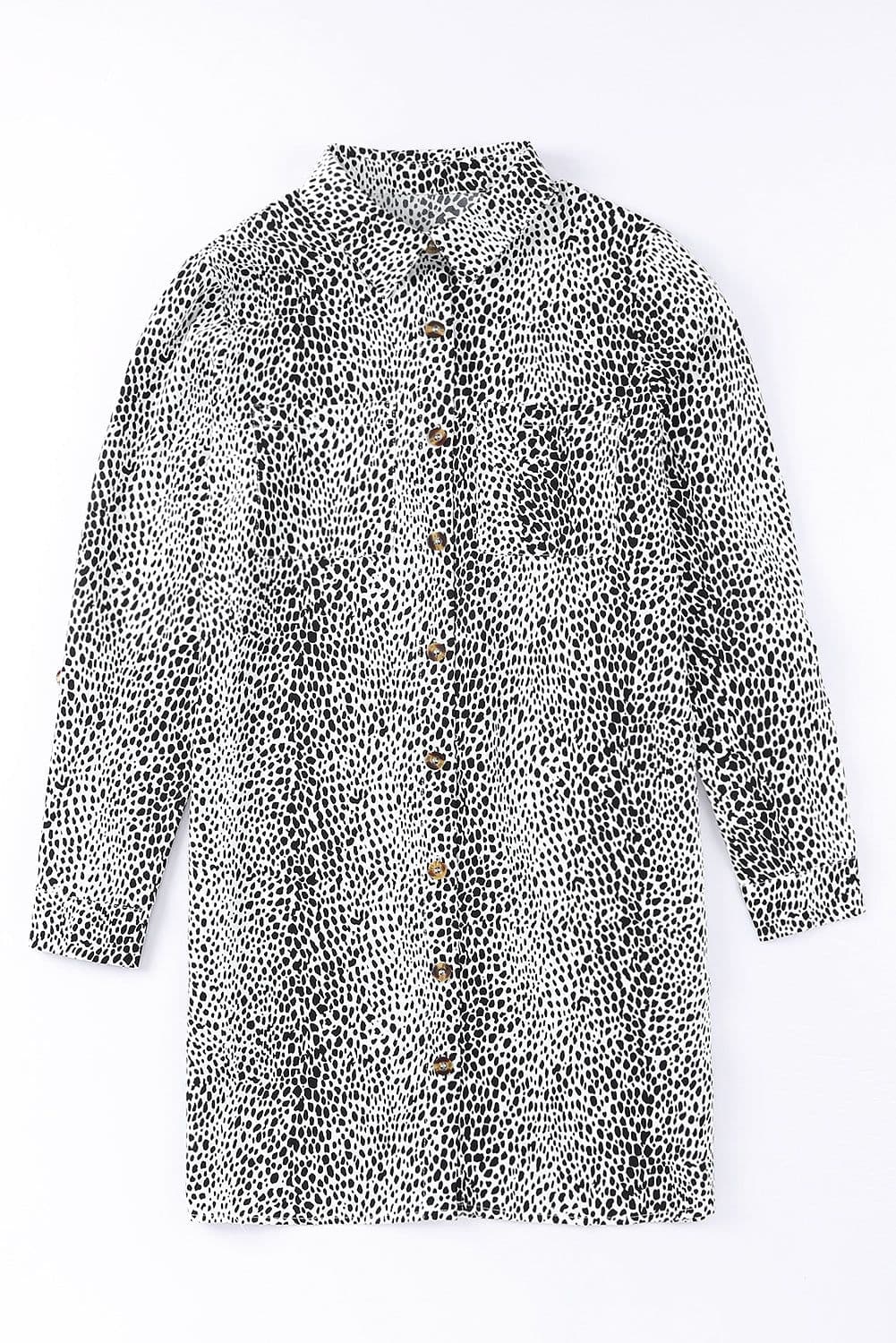 image-Long Sleeve Leopard Animal Print Shirt Dress