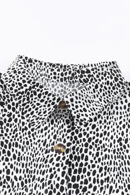 image-Long Sleeve Leopard Animal Print Shirt Dress