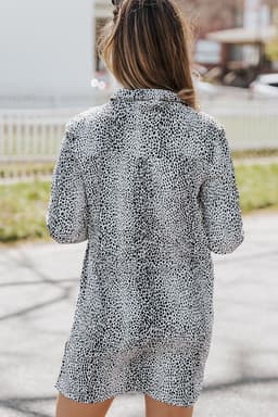 image-Long Sleeve Leopard Animal Print Shirt Dress