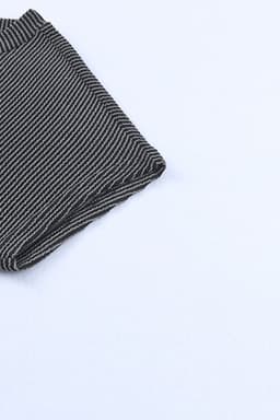 image-Blue Striped Ribbed Knit T-shirt Shift Dress