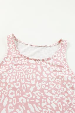 image-Pink Leopard Print Pocketed Sleeveless Maxi Dress