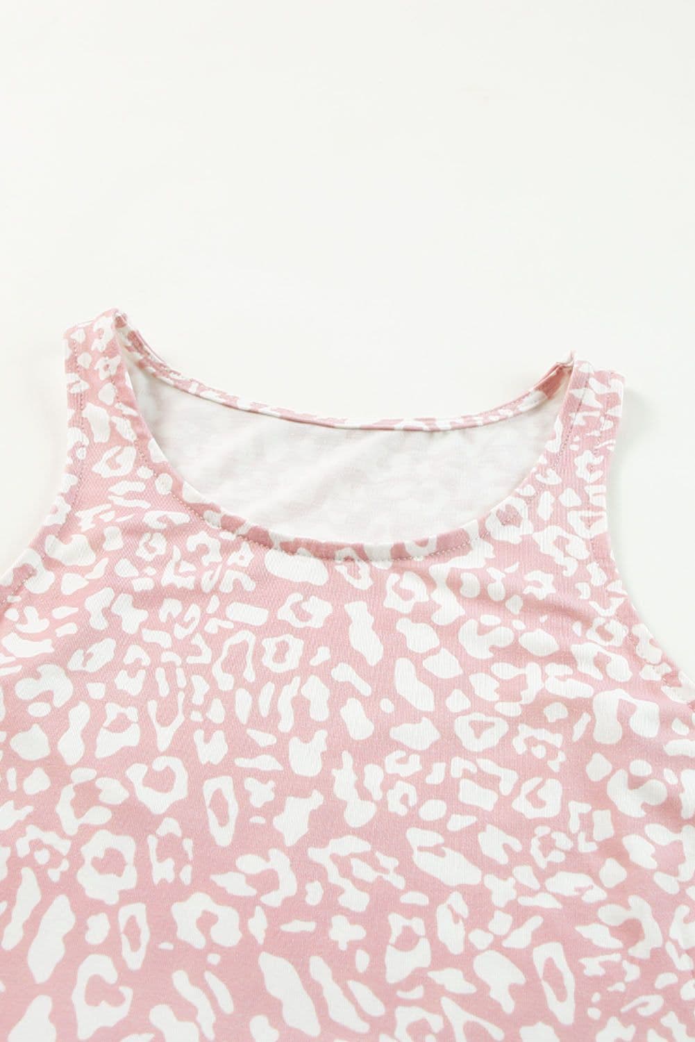 image-Pink Leopard Print Pocketed Sleeveless Maxi Dress