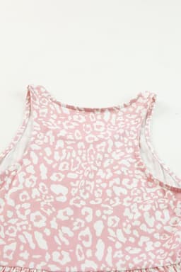 image-Pink Leopard Print Pocketed Sleeveless Maxi Dress