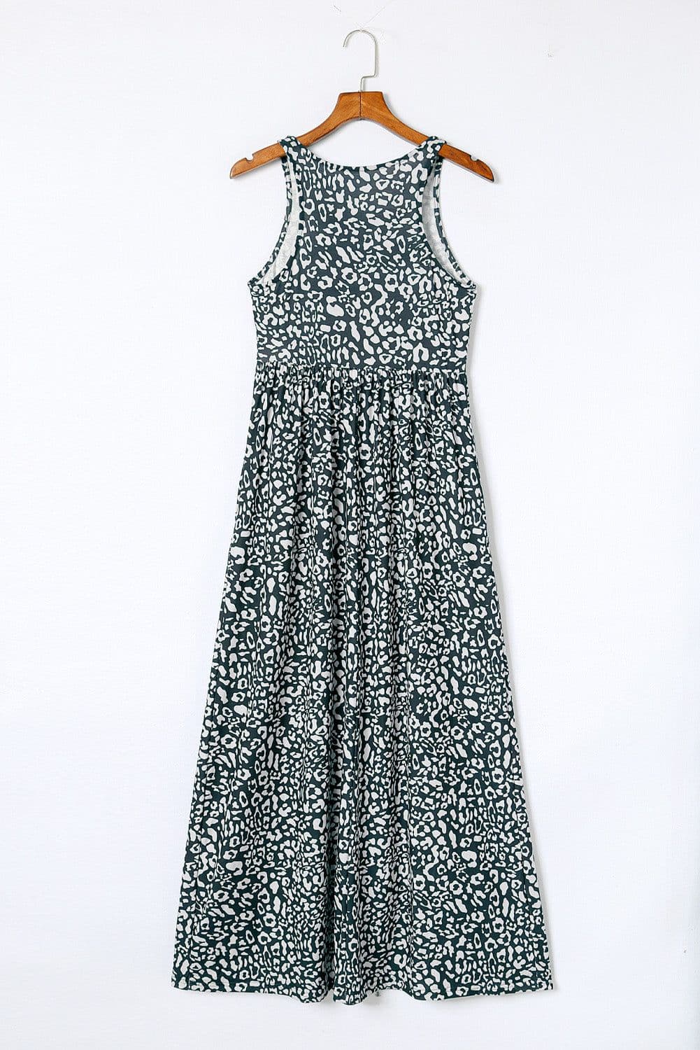 image-Pink Leopard Print Pocketed Sleeveless Maxi Dress