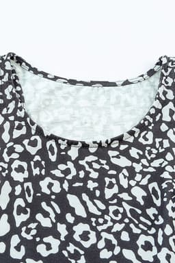 image-Pink Leopard Print Pocketed Sleeveless Maxi Dress