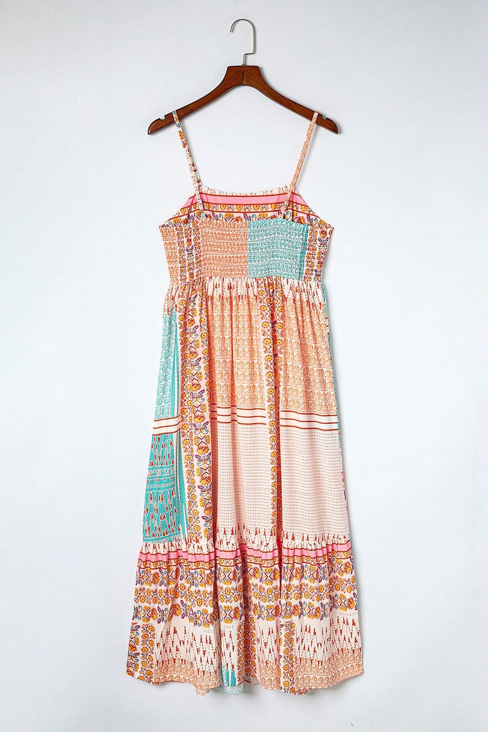image-Multicolor Boho Patchwork Print Square Neck Sundress