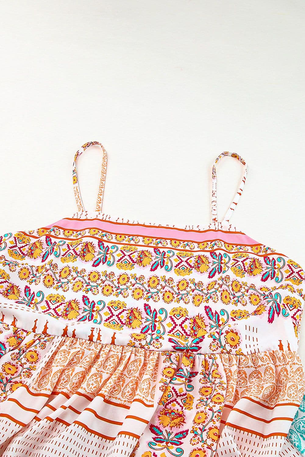 image-Multicolor Boho Patchwork Print Square Neck Sundress