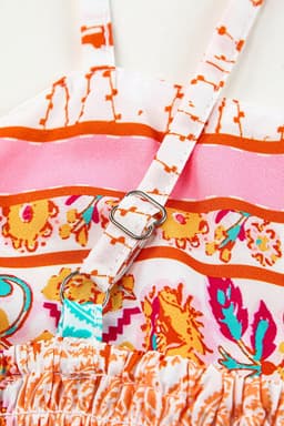 image-Multicolor Boho Patchwork Print Square Neck Sundress