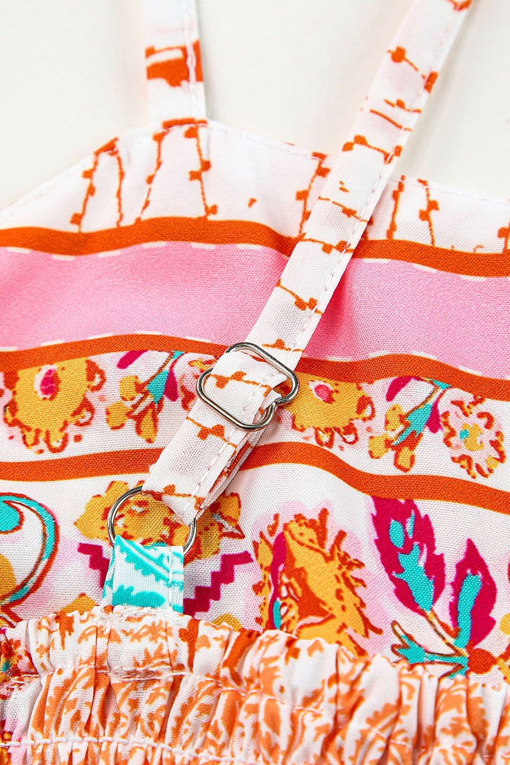 image-Multicolor Boho Patchwork Print Square Neck Sundress