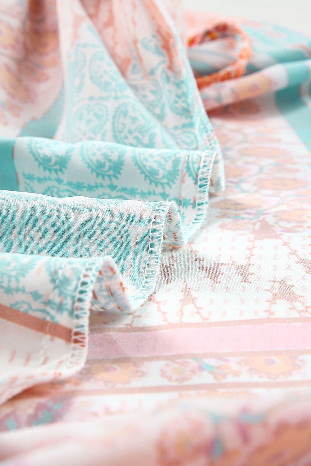 image-Multicolor Boho Patchwork Print Square Neck Sundress