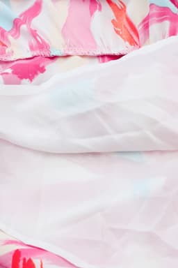 image-Pink Brush Stroke Printed Smocked Ruffle Tiered Dress