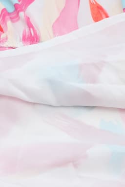 image-Pink Brush Stroke Printed Smocked Ruffle Tiered Dress