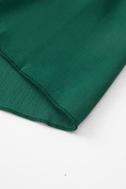 image-Green Puff Sleeve Mock Neck Back Knot Tiered Dress