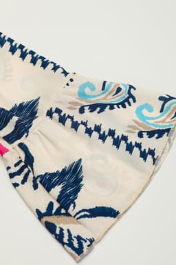 image-White Printed Tribal Print Bracelet Sleeve Buttoned Mini Dress