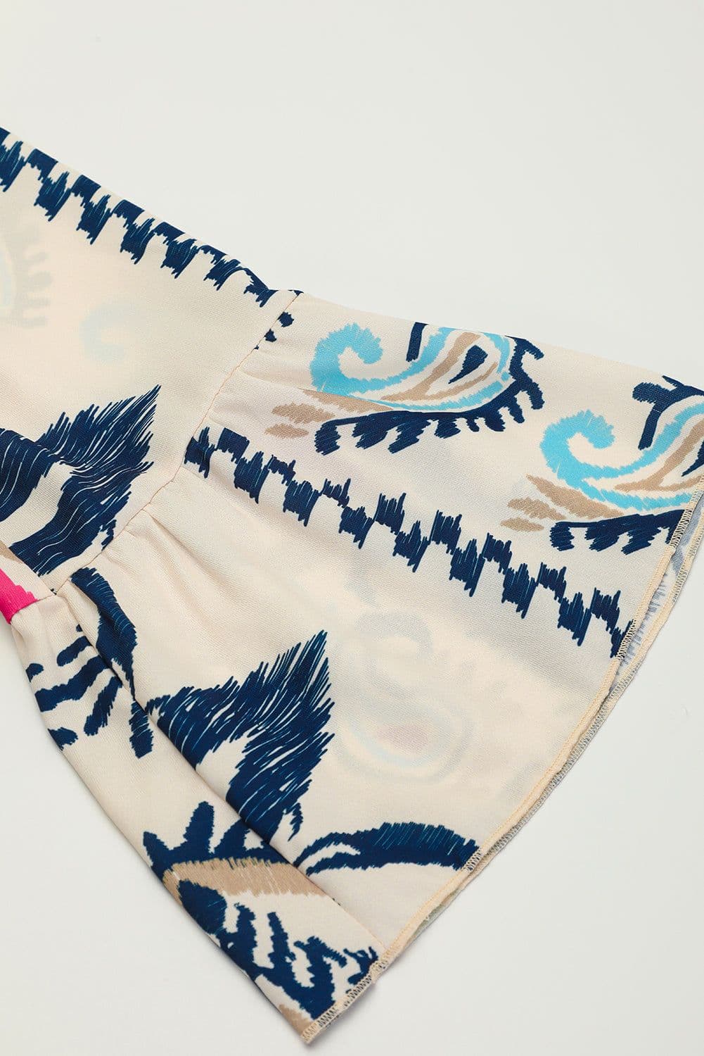 image-White Printed Tribal Print Bracelet Sleeve Buttoned Mini Dress