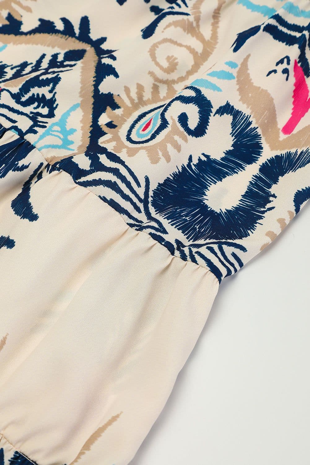 image-White Printed Tribal Print Bracelet Sleeve Buttoned Mini Dress
