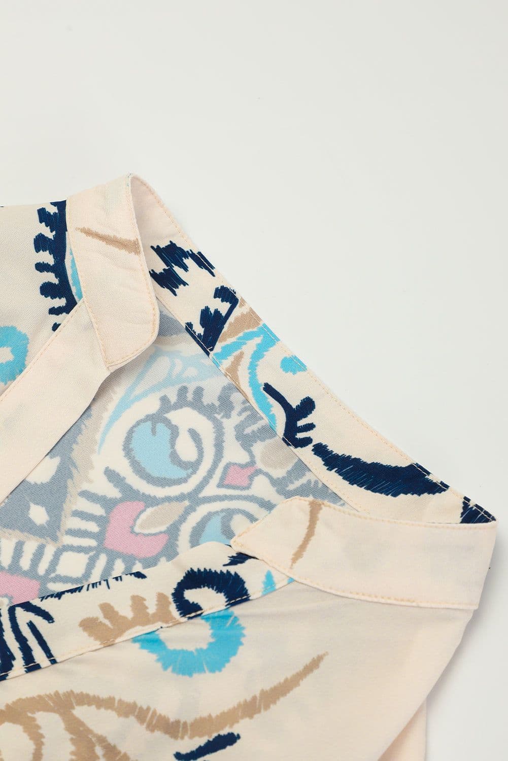 image-White Printed Tribal Print Bracelet Sleeve Buttoned Mini Dress