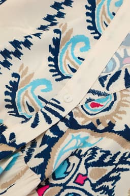 image-White Printed Tribal Print Bracelet Sleeve Buttoned Mini Dress