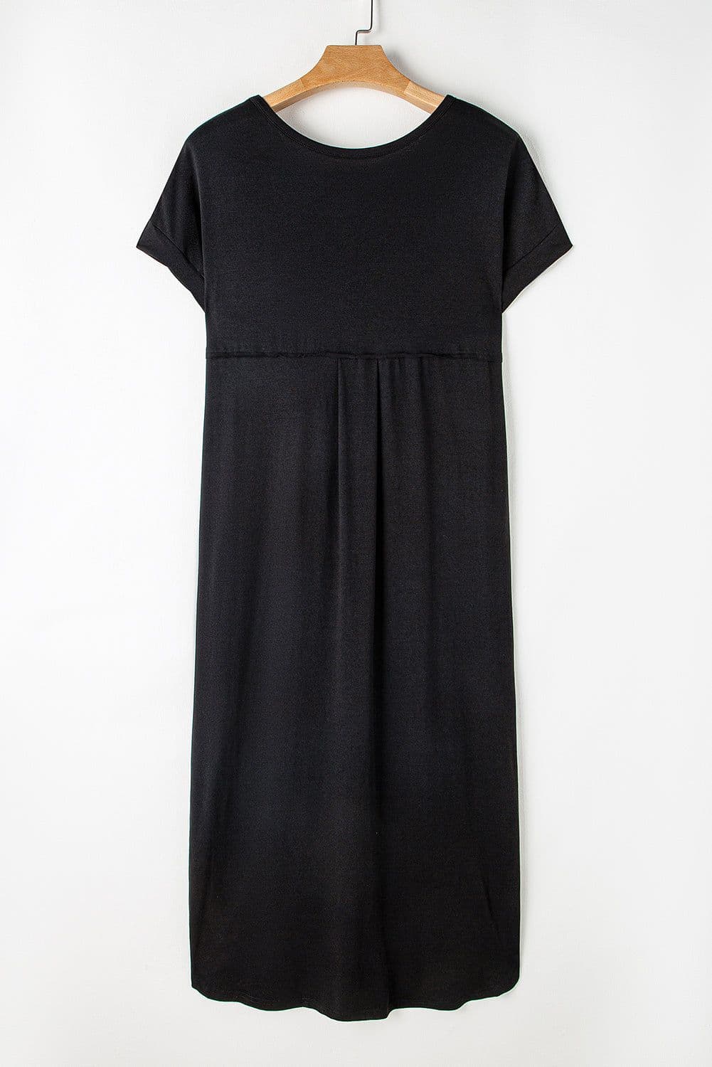 image-Black V Neck Hidden Pocket Splits Maxi T-shirt Dress