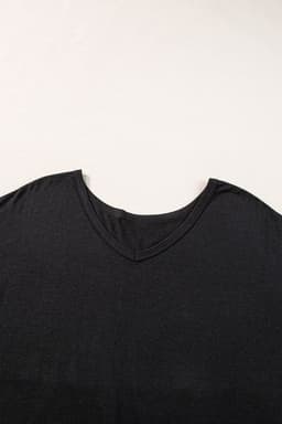 image-Black V Neck Hidden Pocket Splits Maxi T-shirt Dress