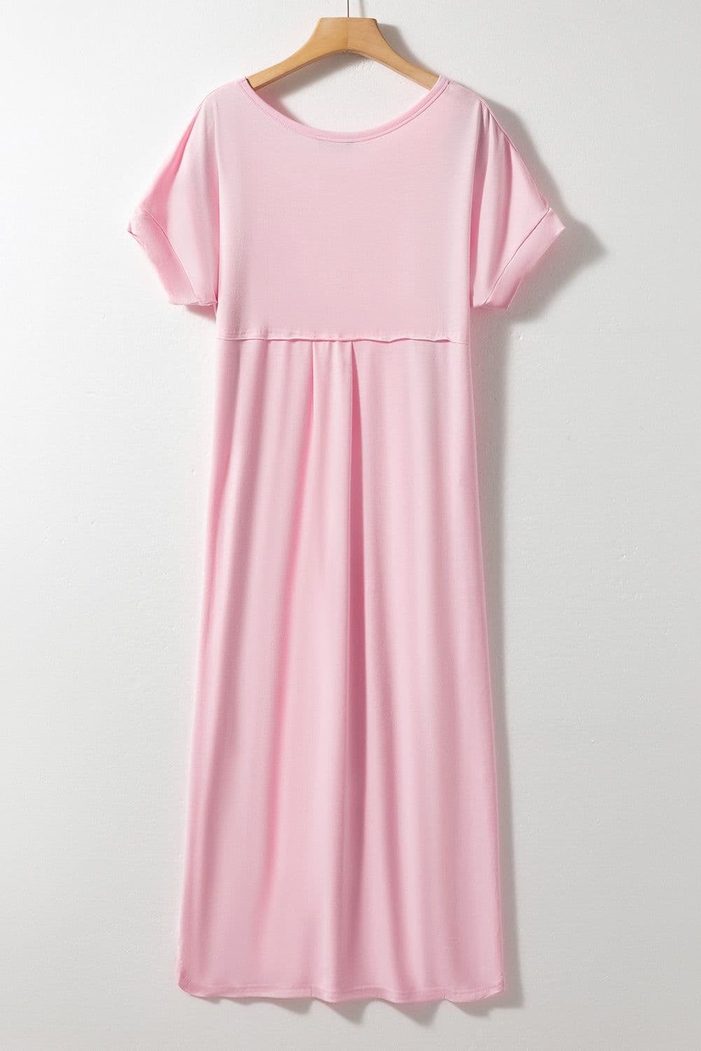 image-Black V Neck Hidden Pocket Splits Maxi T-shirt Dress