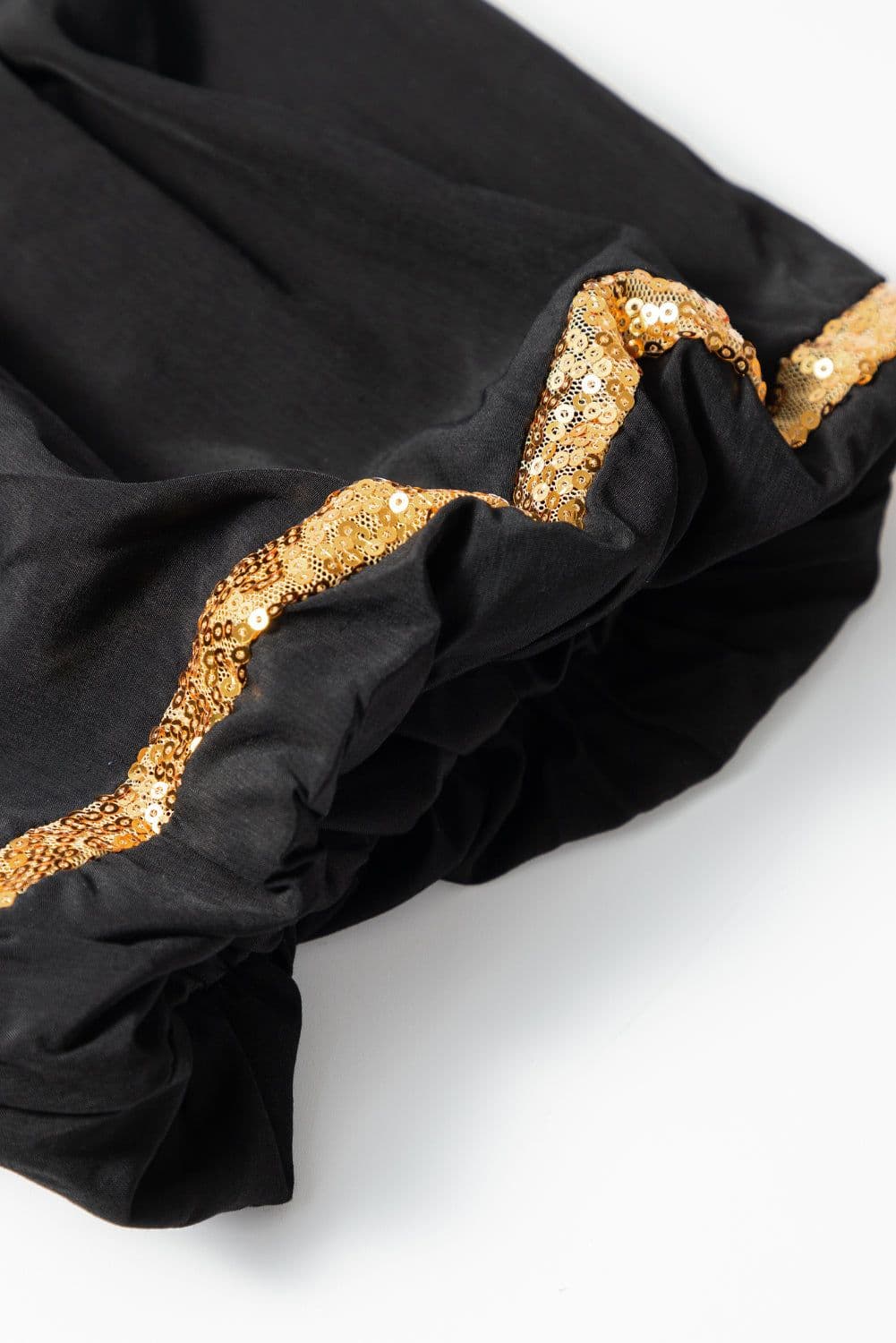 image-Black Sequin Trim Bubble Sleeve Game Day Shirt Dress