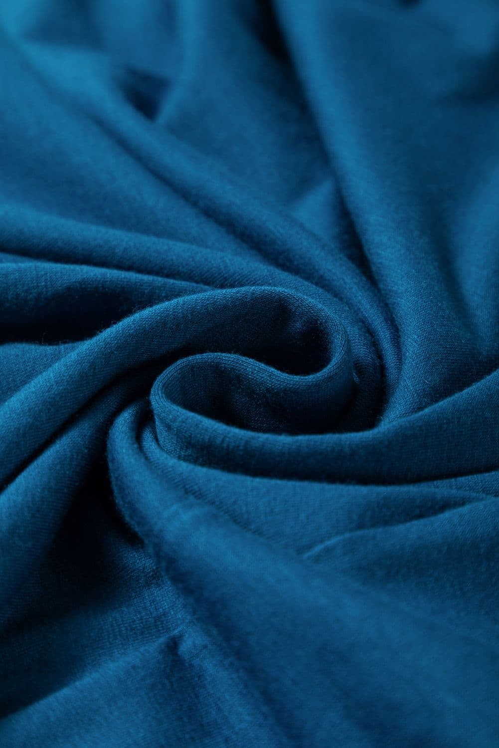 image-Peacock Blue Short Sleeve Shirred High Waist V Neck Maxi Dress