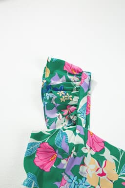 image-Green Floral Print Sleeveless Ruffle Tiered Maxi Dress