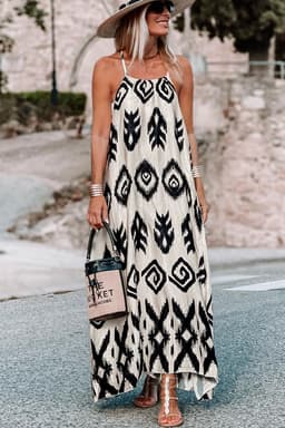 image-Black Western Aztec Printed Fashion Vacation Sundress