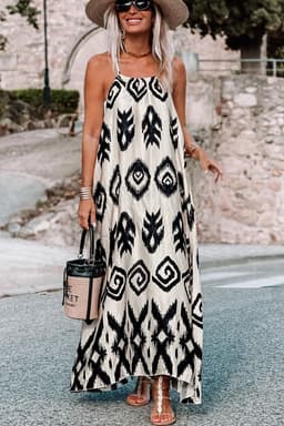 image-Black Western Aztec Printed Fashion Vacation Sundress