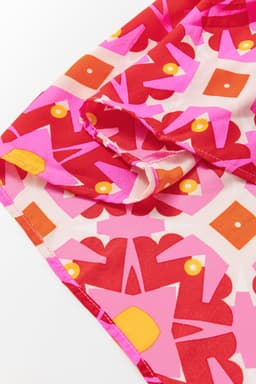 image-Strawberry Pink Geo Print V-neck Maxi Dress