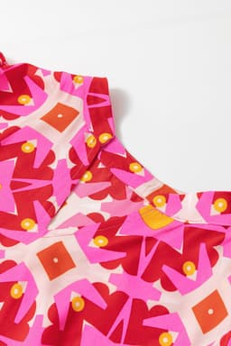image-Strawberry Pink Geo Print V-neck Maxi Dress