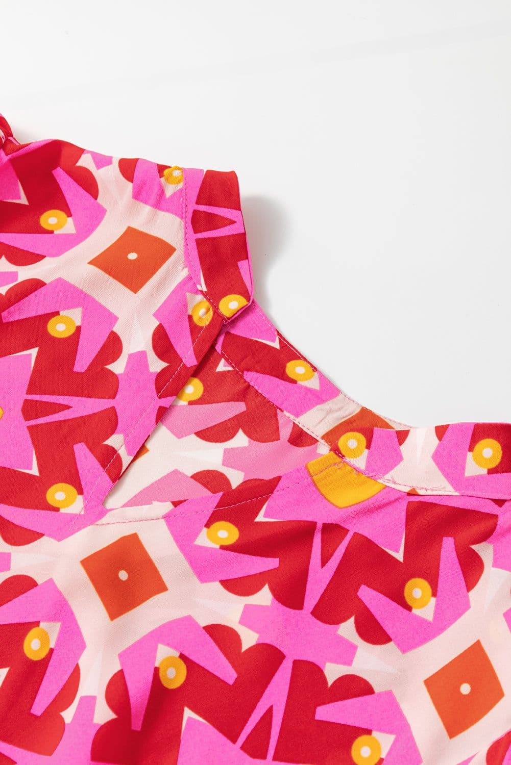 image-Strawberry Pink Geo Print V-neck Maxi Dress