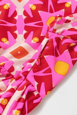 image-Strawberry Pink Geo Print V-neck Maxi Dress