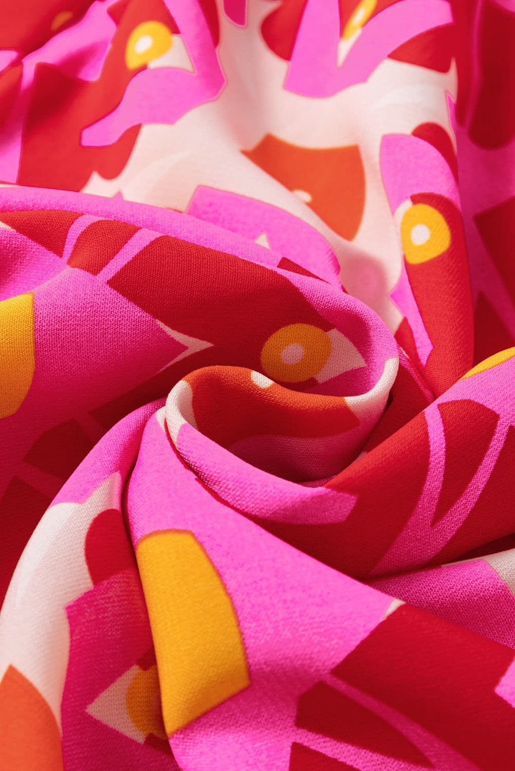 image-Strawberry Pink Geo Print V-neck Maxi Dress