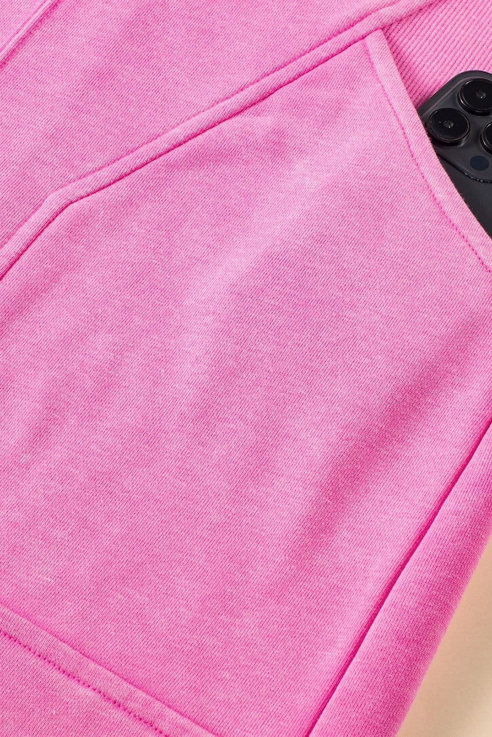 image-Black Quarter Zip Pocketed Cap Sleeve Sweatshirt Dress