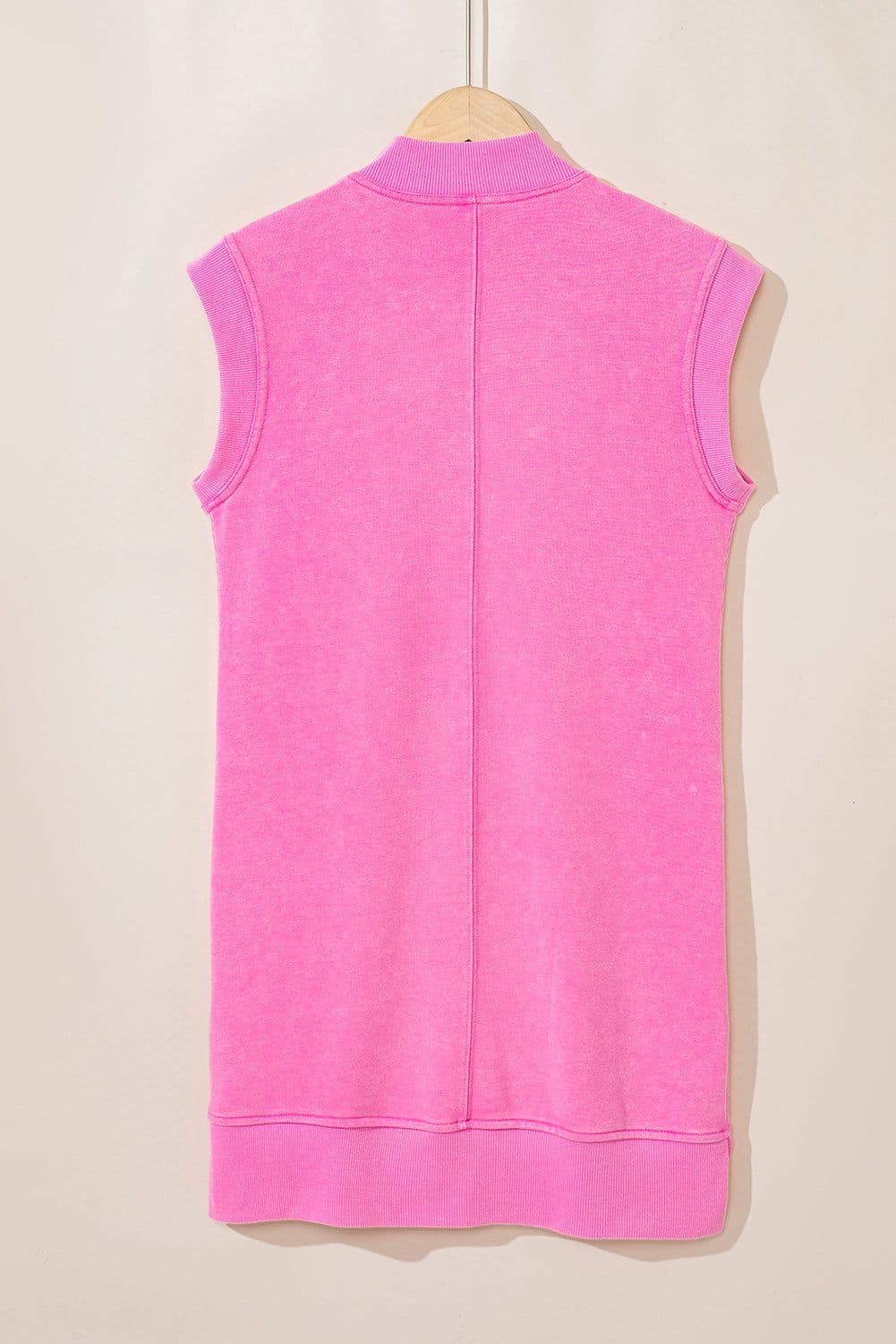 image-Black Quarter Zip Pocketed Cap Sleeve Sweatshirt Dress