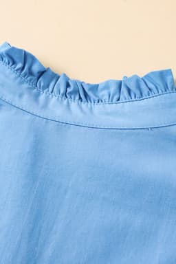 image-Beau Blue Ric Rac Colorblock Flutter Sleeve V Neck Tiered Dress