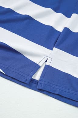 image-Sky Blue Stripe Contrast Ruffled Sleeve T-shirt Dress