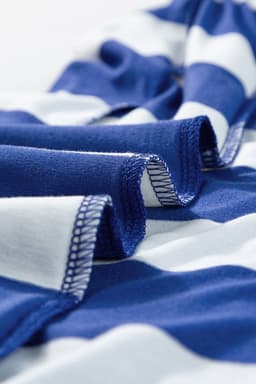 image-Sky Blue Stripe Contrast Ruffled Sleeve T-shirt Dress