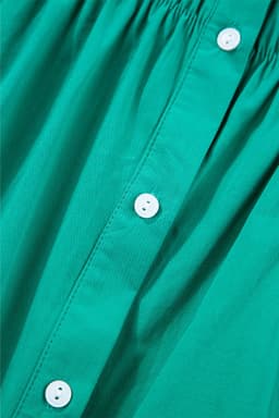 image-Bright Green Shirred Ruffle Sleeve Button Up Short Dress