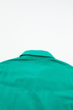 image-Bright Green Shirred Ruffle Sleeve Button Up Short Dress