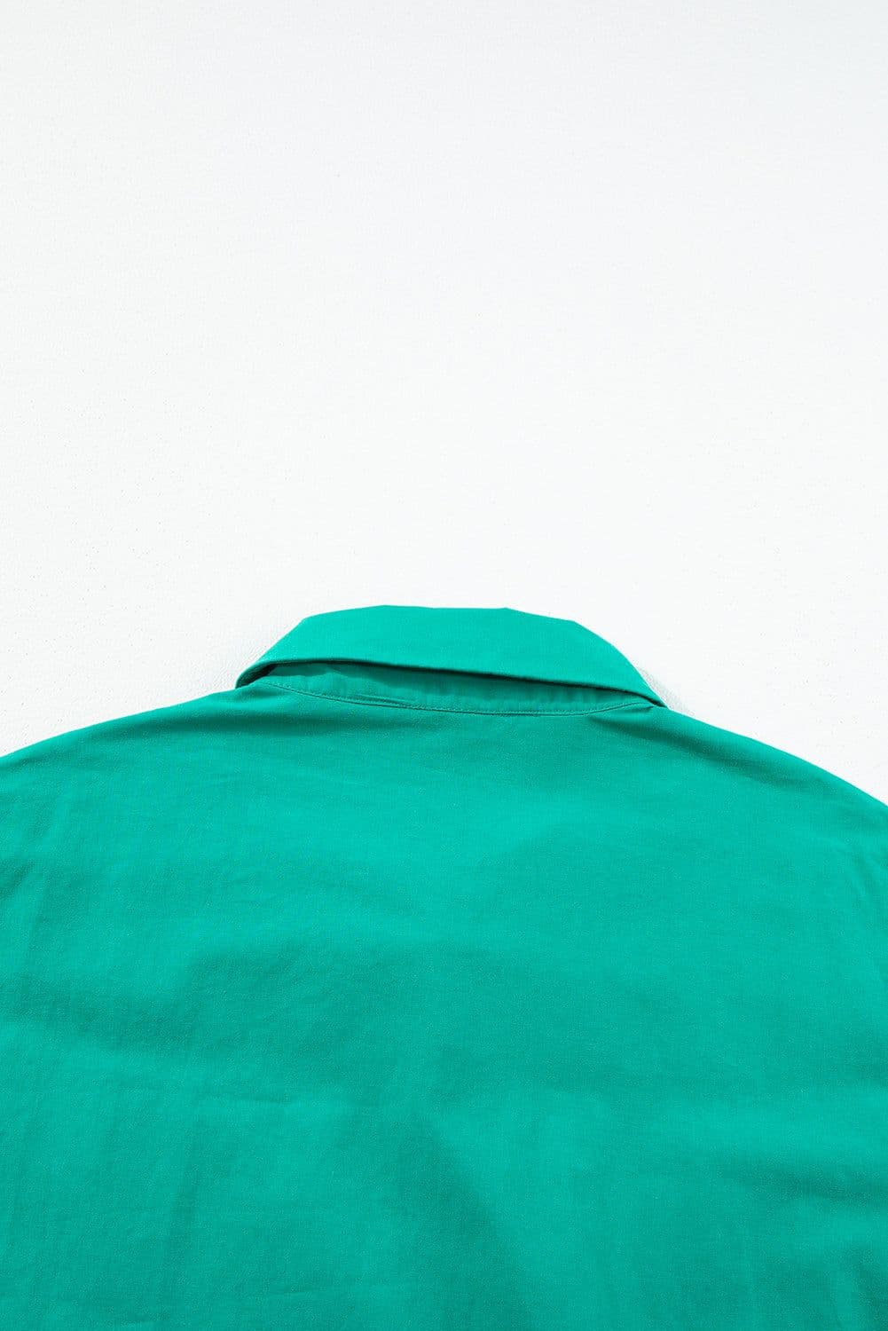 image-Bright Green Shirred Ruffle Sleeve Button Up Short Dress