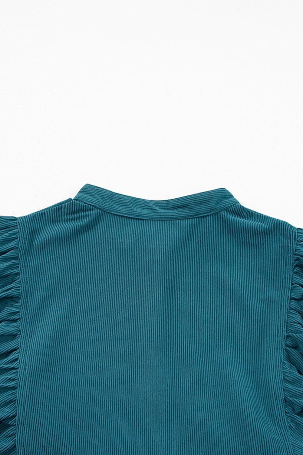 image-Blue Corduroy Snap Buttons Empire Waist Bracelet Sleeve Dress