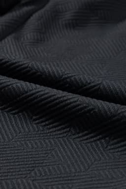 image-Black Textured Flutter Sleeve Top Wide Leg Pants Set