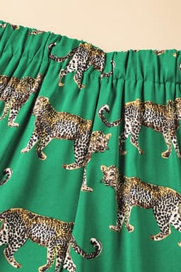 image-Green Cheetah Print Short Sleeve Shirt and Pants Pajama Set