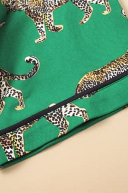 image-Green Cheetah Print Short Sleeve Shirt and Pants Pajama Set